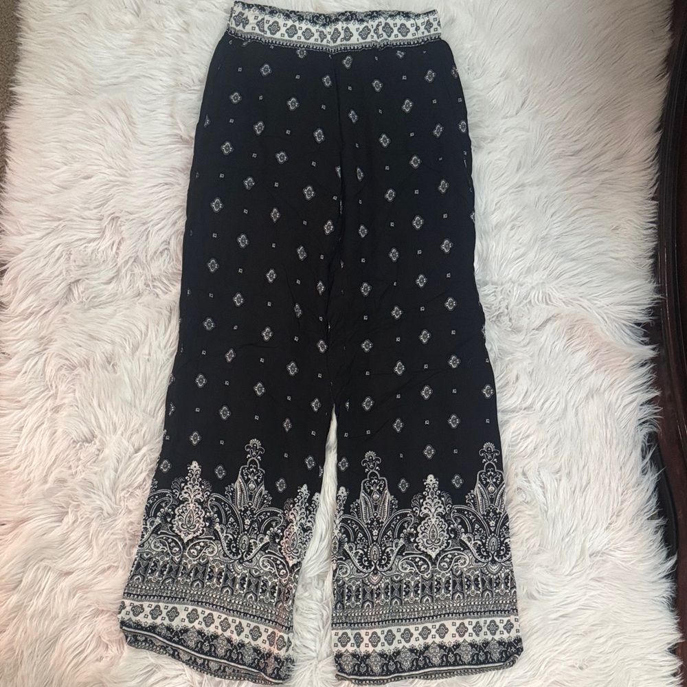 Bershka Black and White Wide Leg Pants